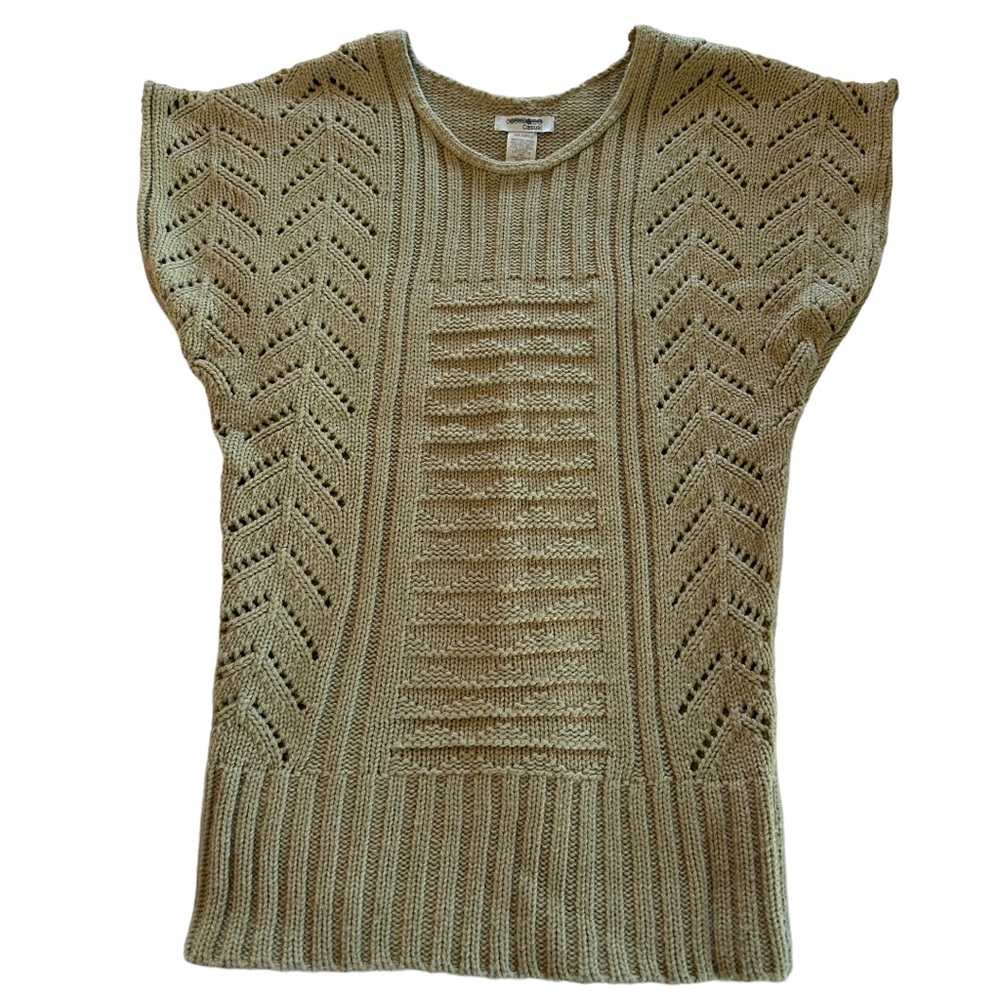 Cosmo & Co Casuals Tan Dolman Short  Sleeve Scoop Neck‎ Neutral Sweater  Sz M